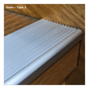 Aluminium stair trim with Grooves (Matte silver)