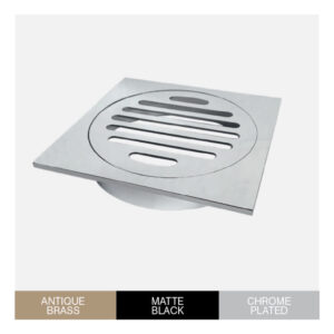 Brass Chrome Plated Square Floor Grate (Watermarked) 80mm dia outlet