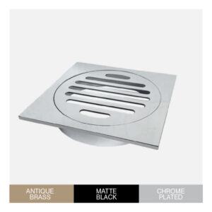 Brass Chrome Plated Square Floor Grate (Watermarked) 100mm dia outlet