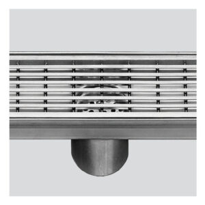 316 Stainless Steel Grate - Strip punched profile 50mm dia outlet, stainless steel filter, watermarked